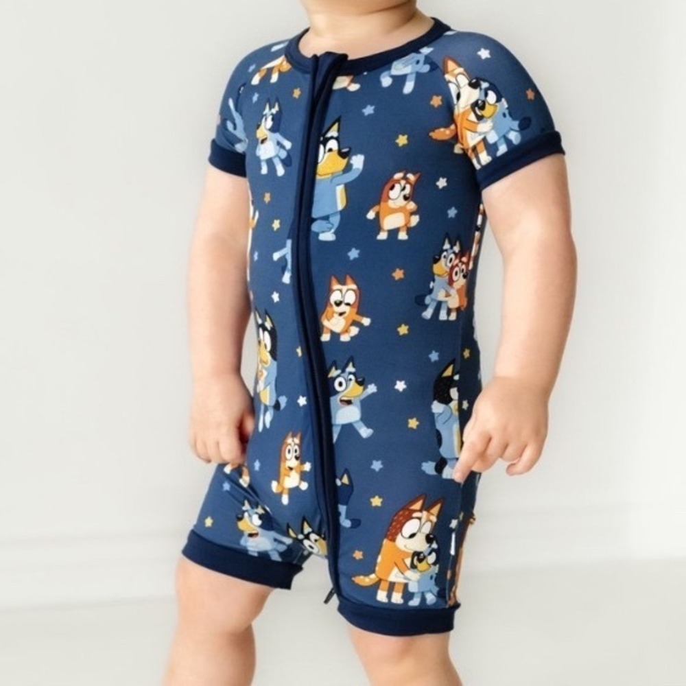 LITTLE SLEEPIES Bluey Dance Mode Shorty Zippy Kid's 18-24 Months Blue Bamboo PJs